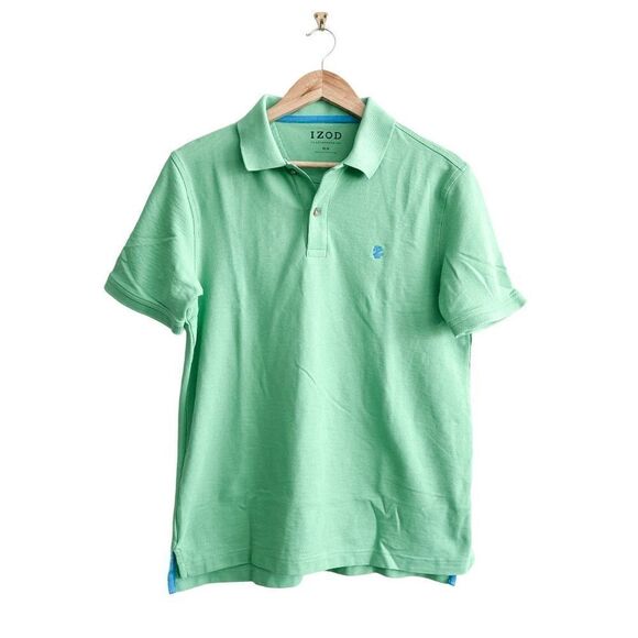 IZOD Advantage Polo Mens Top Collared Short Sleeve Mint Green Medium - Picture 1 of 6